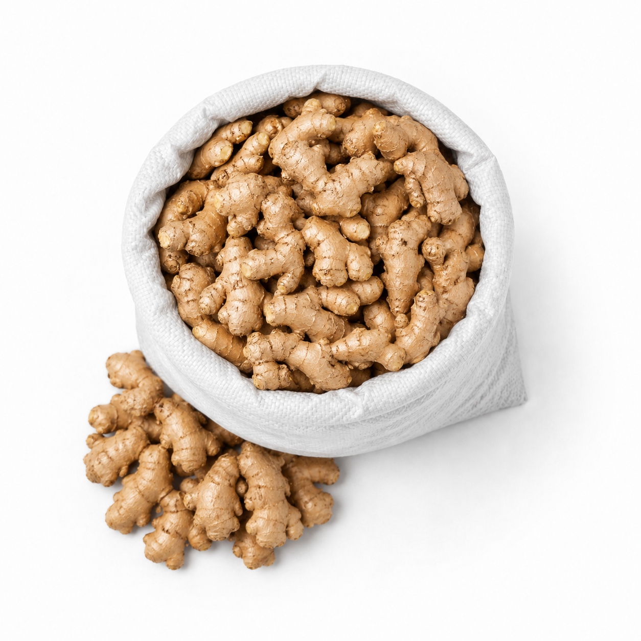 Dried split ginger in export sack